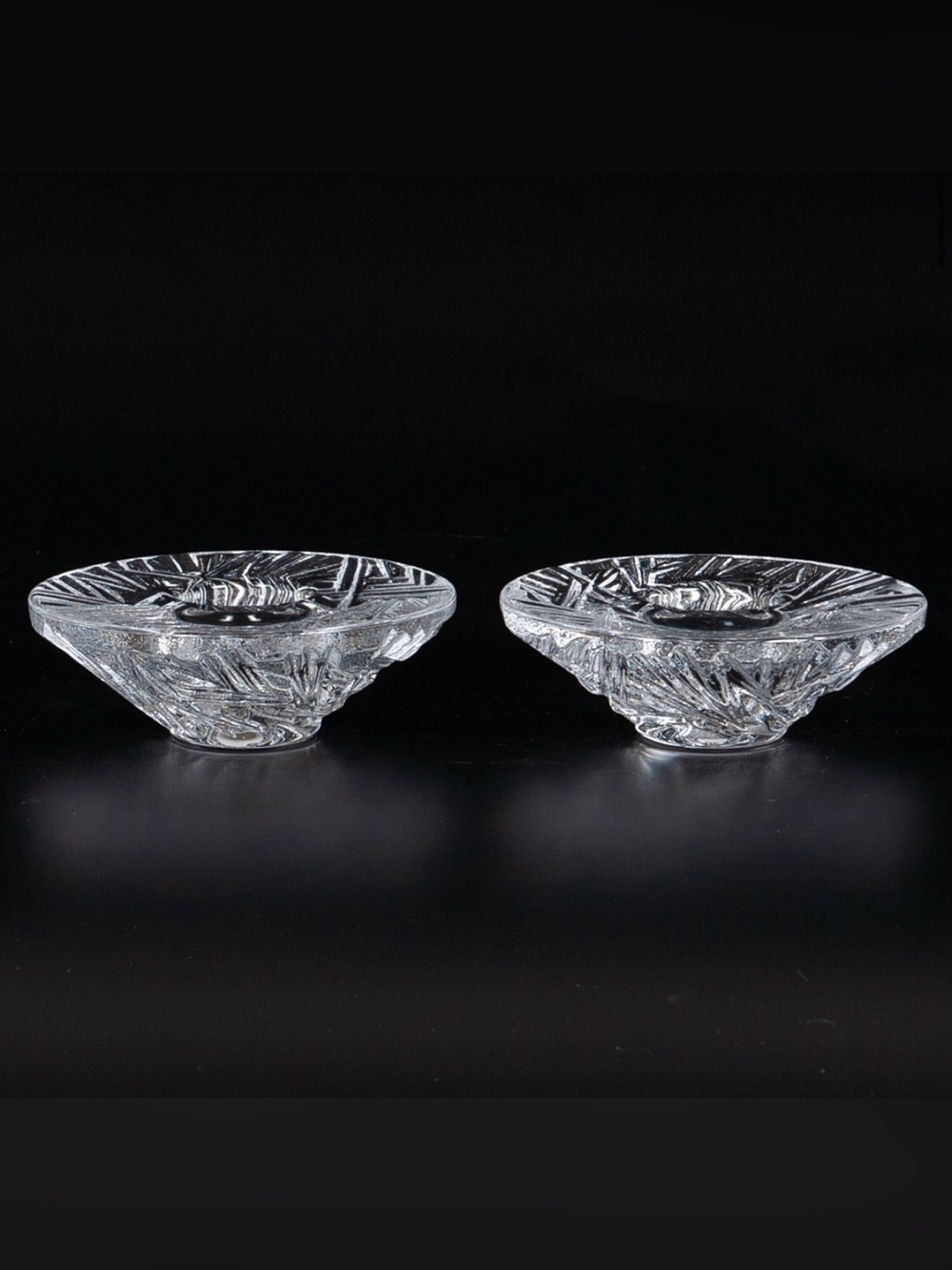 Two vintage Orrefors by Martii Rykonen snowflake votive holder. Made in Sweden.